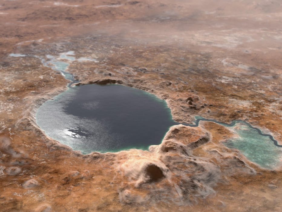 Mars'taki Jezero Krateri'nin eski görüşünüşü
