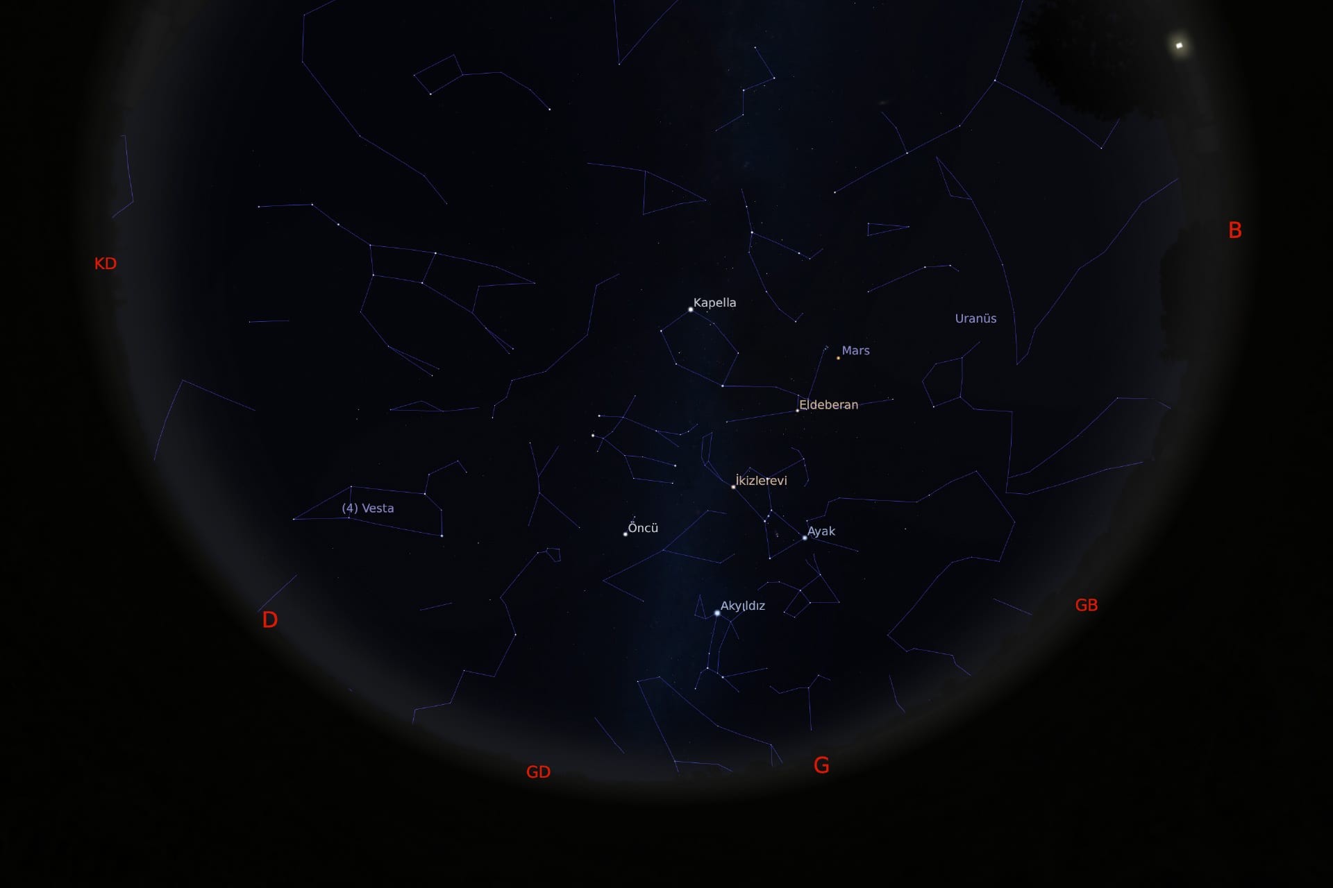 1 Mart 2021 - saat 20:30'daki gökyüzü görüntüsü