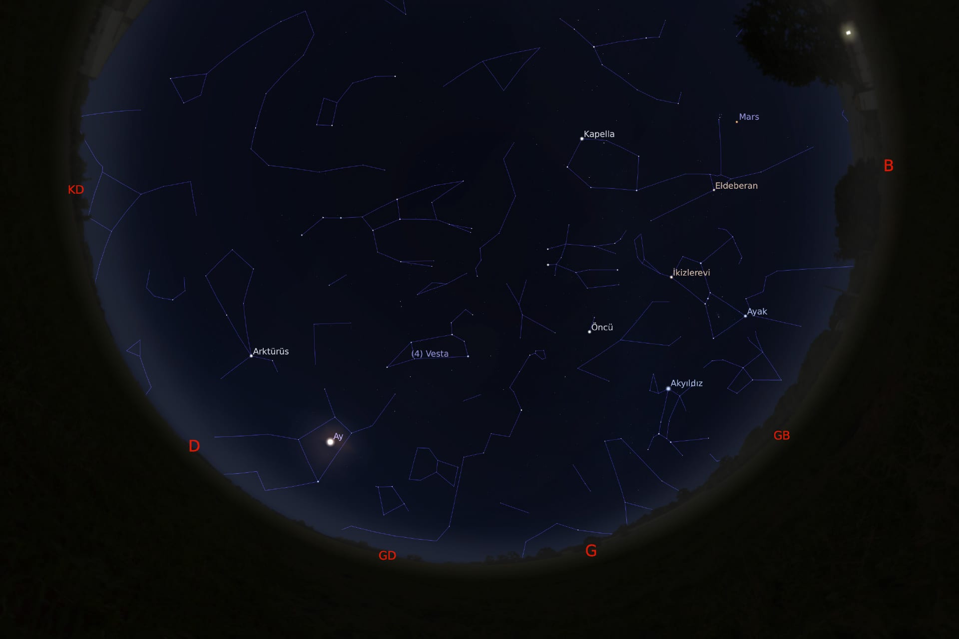 1 Mart 2021 - saat 23:30'daki gökyüzü görüntüsü